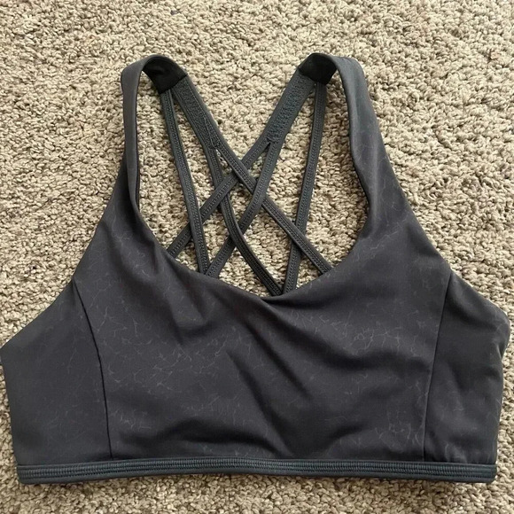 SP Athletics Strappy Gray Minimal‎ Light Compression Sport Bra Size Medium Cross - Picture 1 of 7